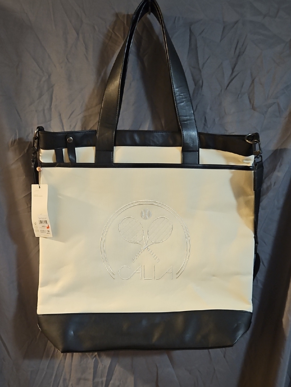 CALIA Women's Tennis Tote: IVORY/BLACK: NEW WITH TAGS
